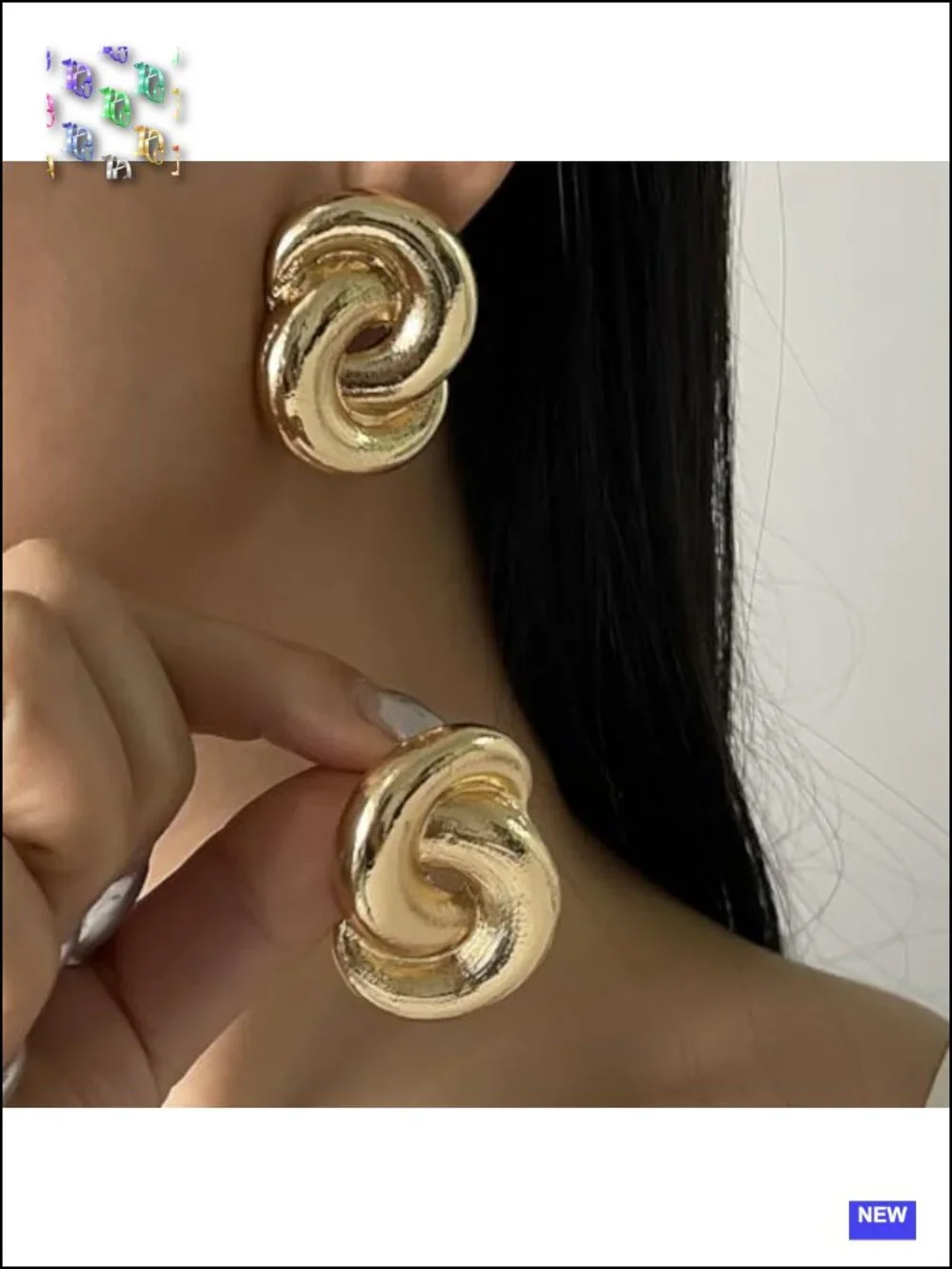 Chunky Gold Twisted Knot Dangle Earrings Large Spiral Geometric Statement